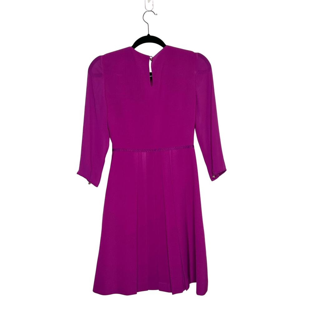 NEW Ted Baker Bow Detail Dress Sheer Sleeve Women's Purples Size 0 XS - Picture 4 of 7